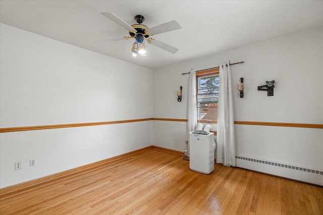 9230 W Auer Ave, Milwaukee, WI 53222 - spare room with a baseboard heating unit, light wood-style floors, and ceiling fan