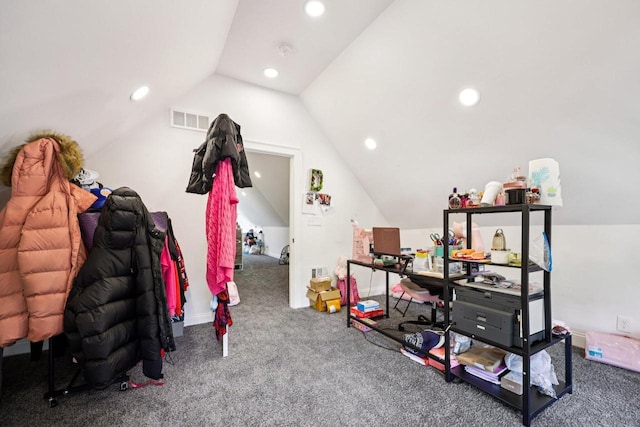 3936 N 14th St Unit 3938, Milwaukee, WI 53206 - recreation room with carpet floors, lofted ceiling, and recessed lighting