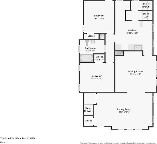 3936 N 14th St Unit 3938, Milwaukee, WI 53206 - view of home floor plan