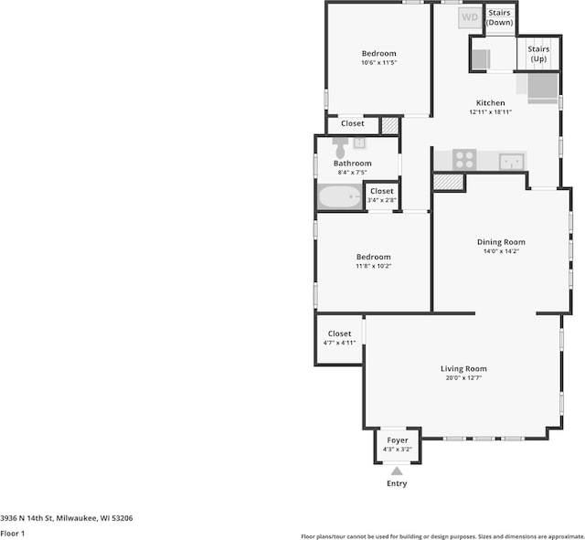 3936 N 14th St Unit 3938, Milwaukee, WI 53206 - view of room layout