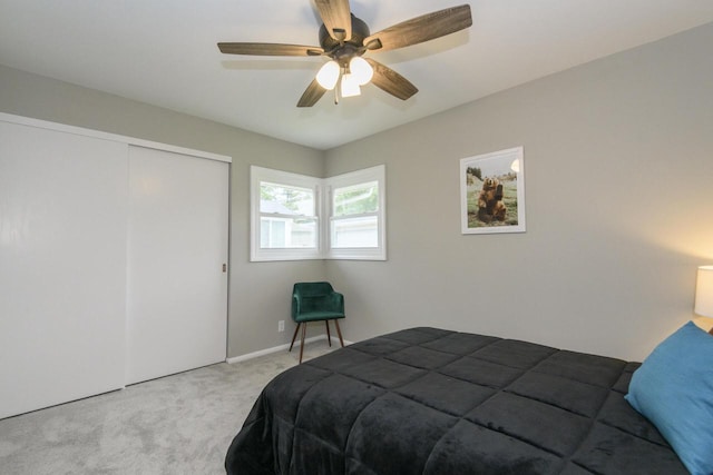 WW151N8656 Marshall Dr, Menomonee Falls, WI 53051 - bedroom featuring carpet flooring, a closet, and a ceiling fan