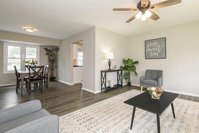 WW151N8656 Marshall Dr, Menomonee Falls, WI 53051 - living room featuring wood finished floors and ceiling fan