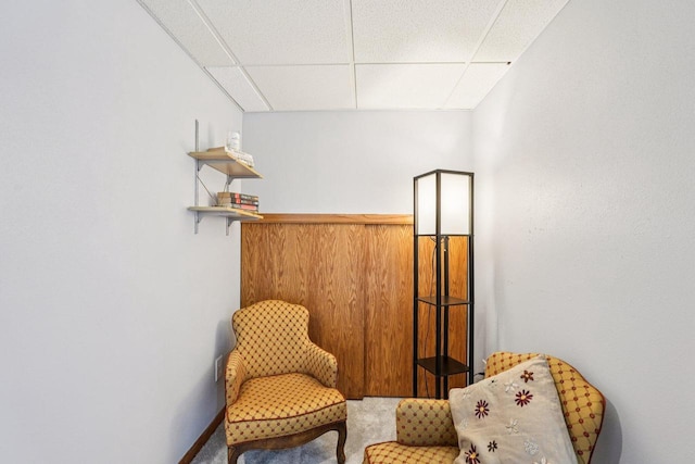 509 S 6th Ave, West Bend, WI 53095 - living area featuring a paneled ceiling and carpet floors