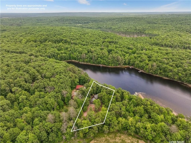 5683N Ham-Holly Dr, Stone Lake, WI 54876 - aerial view of property and surrounding area with a nearby body of water and property parcel outlined