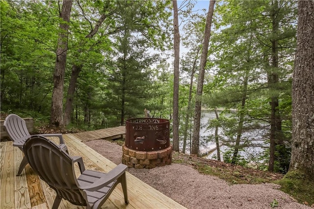 5683N Ham-Holly Dr, Stone Lake, WI 54876 - wooden terrace with a fire pit
