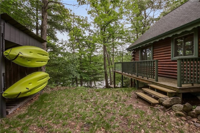5683N Ham-Holly Dr, Stone Lake, WI 54876 - view of yard featuring a deck