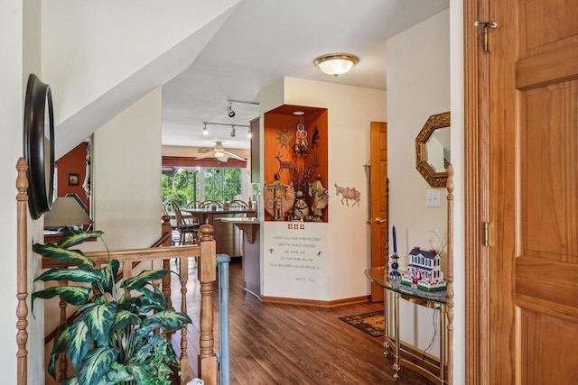 8216 Anna Ave, Wind Lake, WI 53185 - hall featuring dark wood-style floors and track lighting
