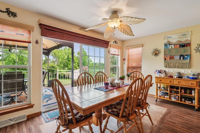 8216 Anna Ave, Wind Lake, WI 53185 - dining space with a ceiling fan and wood finished floors