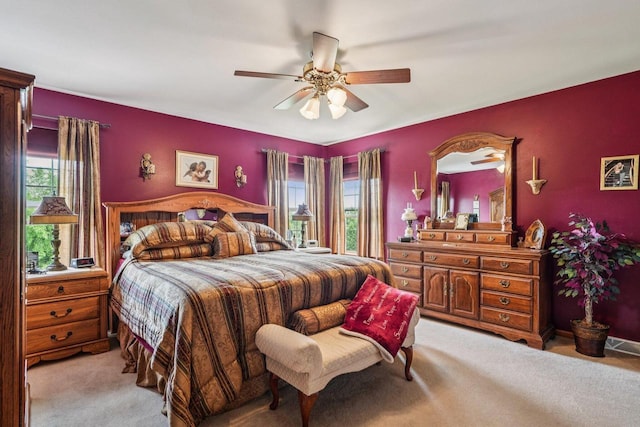 8216 Anna Ave, Wind Lake, WI 53185 - bedroom featuring light carpet and a ceiling fan