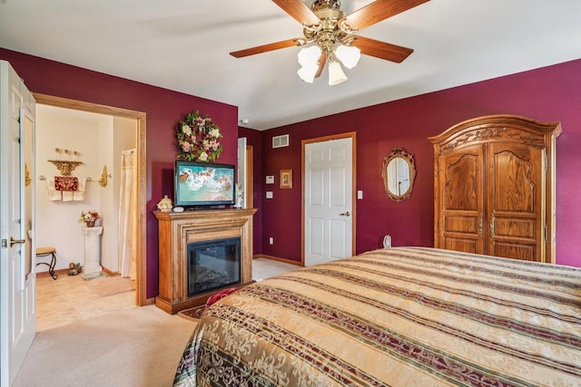 8216 Anna Ave, Wind Lake, WI 53185 - bedroom with light colored carpet and ceiling fan