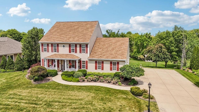 8216 Anna Ave, Wind Lake, WI 53185 - colonial house featuring covered porch and a front yard