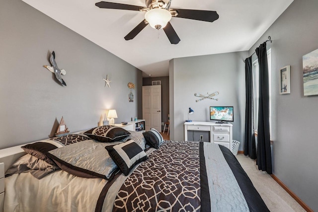 8216 Anna Ave, Wind Lake, WI 53185 - bedroom featuring light carpet and a ceiling fan
