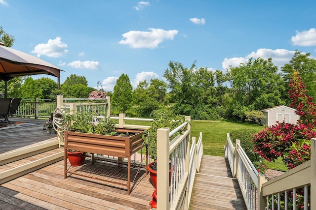 8216 Anna Ave, Wind Lake, WI 53185 - deck with a gazebo, a lawn, and a shed