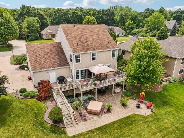 8216 Anna Ave, Wind Lake, WI 53185 - rear view of property featuring a gazebo, a patio area, a wooden deck, and a yard