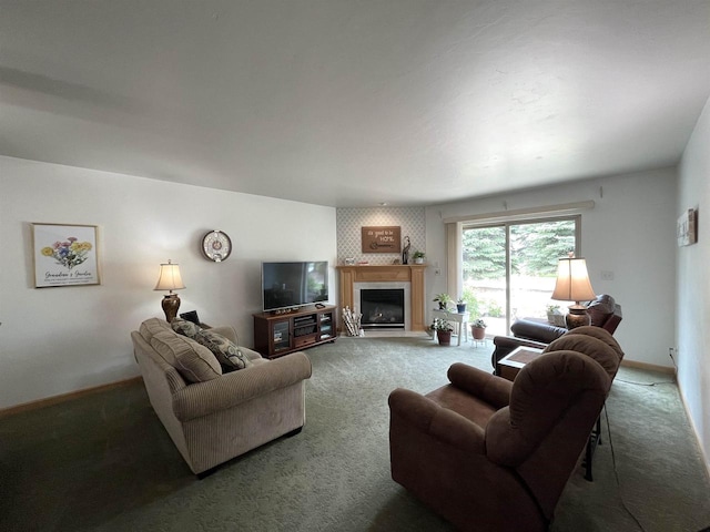 1216 Pond View Cir, De Pere, WI 54115 - living room with carpet and a fireplace