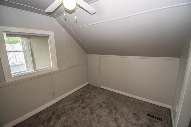 1617 Sauk Trail Rd, Sheboygan, WI 53081 - additional living space with lofted ceiling, carpet, and ceiling fan
