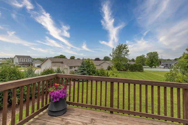 2137 Olde Country Cir, Kaukauna, WI 54130 - wooden deck featuring a residential view and a yard
