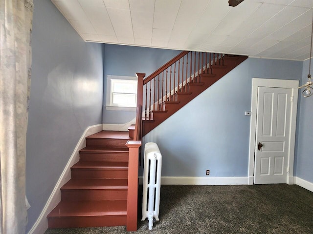 1528 Taylor Ave, Racine, WI 53403 - stairs featuring radiator and carpet floors
