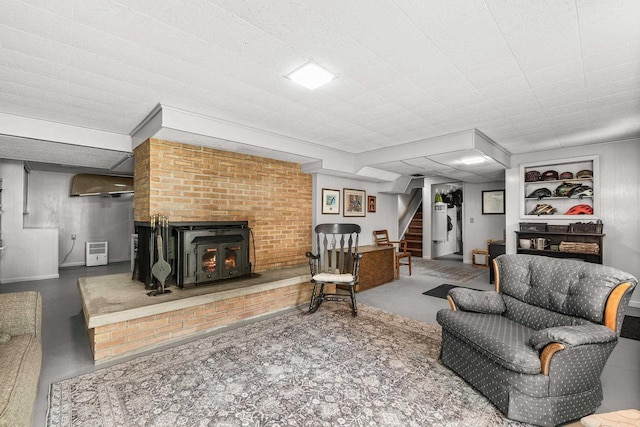 1242 E Edgewood Dr, Appleton, WI 54913 - living room featuring stairs and a fireplace