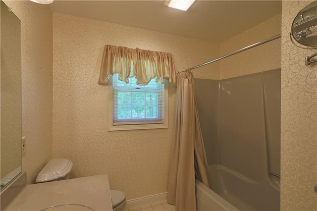 1410 Forest Knoll Ct, Eau Claire, WI 54701 - full bathroom featuring shower / tub combo with curtain, vanity, and tile patterned flooring