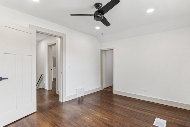 1617 69th St, Kenosha, WI 53143 - empty room featuring a ceiling fan, wood finished floors, and recessed lighting