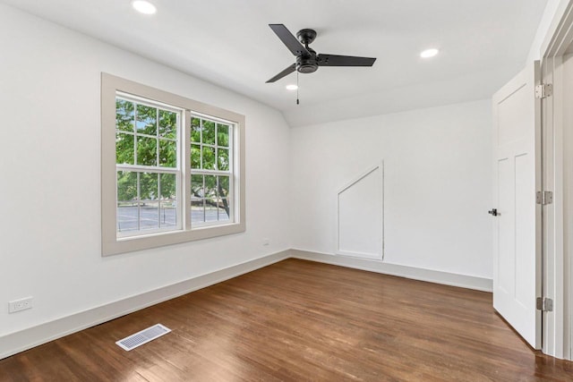 1617 69th St, Kenosha, WI 53143 - spare room featuring dark wood-type flooring, recessed lighting, and ceiling fan