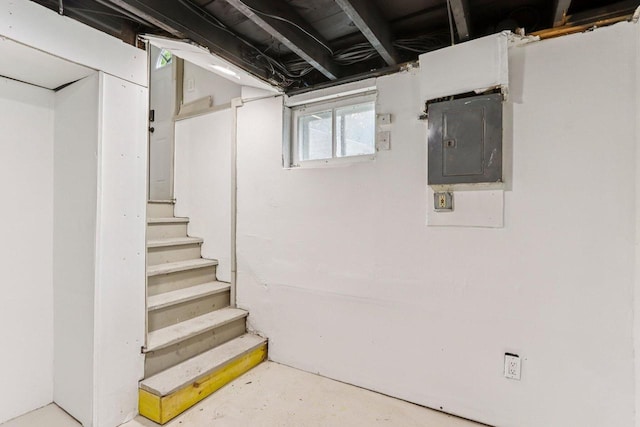 1617 69th St, Kenosha, WI 53143 - below grade area with electric panel and stairway
