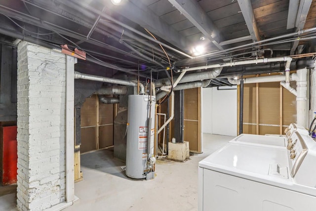 1617 69th St, Kenosha, WI 53143 - unfinished below grade area featuring water heater and washer and clothes dryer