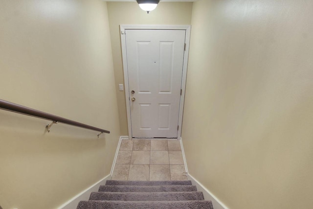 408 55th St Unit B, Kenosha, WI 53140 - staircase featuring tile patterned floors and baseboards