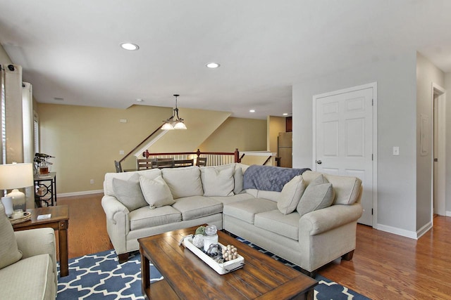 408 55th St Unit B, Kenosha, WI 53140 - living room featuring wood finished floors and recessed lighting