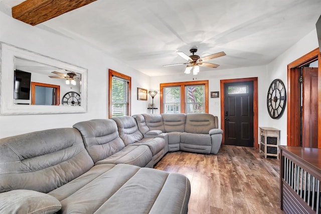 517 12th Ave, Green Bay, WI 54303 - living room with a ceiling fan and wood finished floors