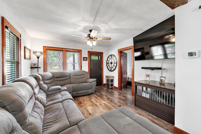 517 12th Ave, Green Bay, WI 54303 - living room with a ceiling fan and wood finished floors