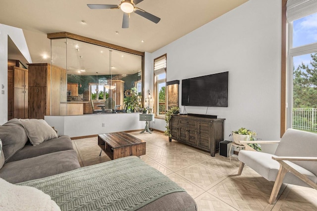 1022 Cortland Ln, Stevens Point, WI 54482 - living room featuring healthy amount of natural light and ceiling fan