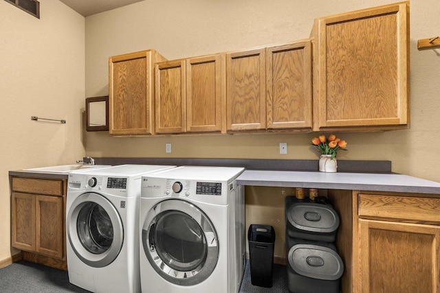 1022 Cortland Ln, Stevens Point, WI 54482 - washroom with cabinet space, washing machine and clothes dryer, and a textured wall