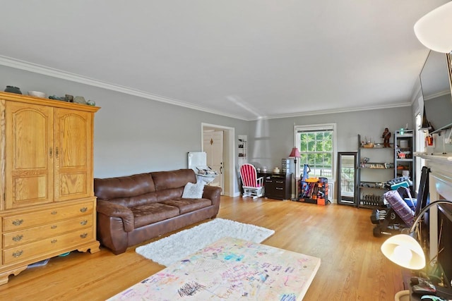 511 Wisconsin River Dr, Port Edwards, WI 54469 - living room featuring light wood-style floors and ornamental molding