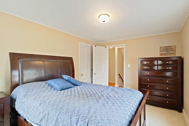 511 Wisconsin River Dr, Port Edwards, WI 54469 - bedroom featuring ornamental molding and light colored carpet