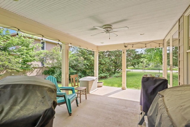 511 Wisconsin River Dr, Port Edwards, WI 54469 - view of patio / terrace with a grill and a ceiling fan