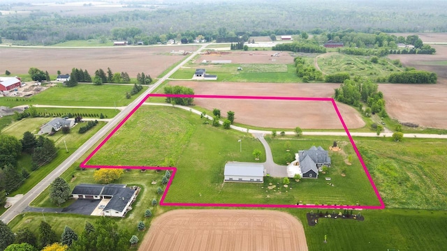 W9336 Lucy Ln, Hortonville, WI 54944 - aerial view of sparsely populated area featuring property parcel outlined