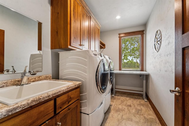 W9336 Lucy Ln, Hortonville, WI 54944 - laundry room featuring washing machine and clothes dryer and cabinet space