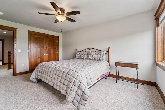 W9336 Lucy Ln, Hortonville, WI 54944 - bedroom featuring carpet floors, a closet, and ceiling fan