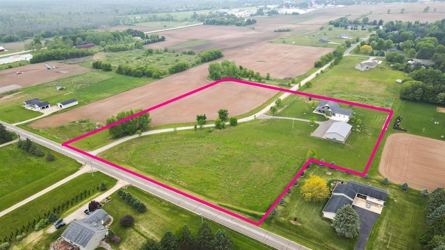W9336 Lucy Ln, Hortonville, WI 54944 - aerial view of sparsely populated area with property boundaries highlighted