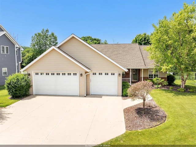 665 Black Earth Dr, De Pere, WI 54115 - view of front of property with a front lawn, a garage, driveway, roof with shingles, and brick siding