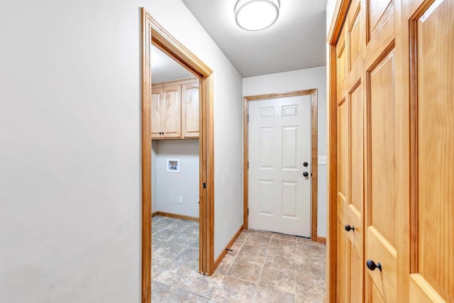 665 Black Earth Dr, De Pere, WI 54115 - doorway to outside with baseboards and stone finish flooring