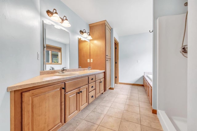 665 Black Earth Dr, De Pere, WI 54115 - full bath with double vanity, tile patterned flooring, and a bath