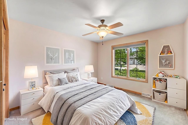 665 Black Earth Dr, De Pere, WI 54115 - bedroom with light carpet and ceiling fan