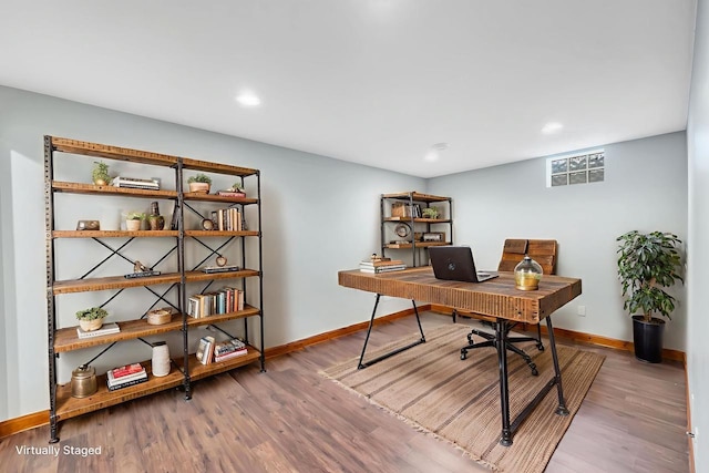 665 Black Earth Dr, De Pere, WI 54115 - home office with wood finished floors and recessed lighting
