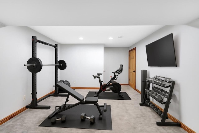 665 Black Earth Dr, De Pere, WI 54115 - workout room featuring recessed lighting and light colored carpet