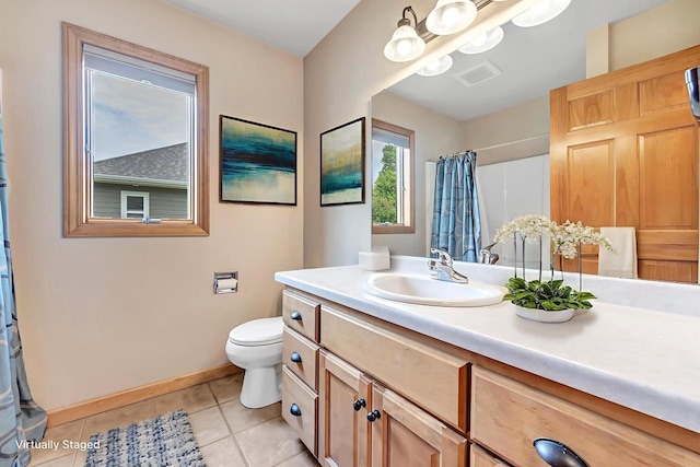 665 Black Earth Dr, De Pere, WI 54115 - bathroom featuring vanity, tile patterned flooring, and curtained shower