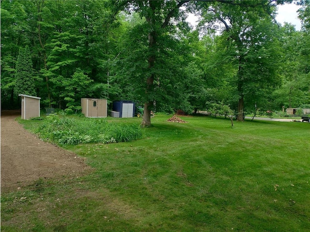 1959 79th St, Balsam Lake, WI 54853 - view of green lawn with a storage unit