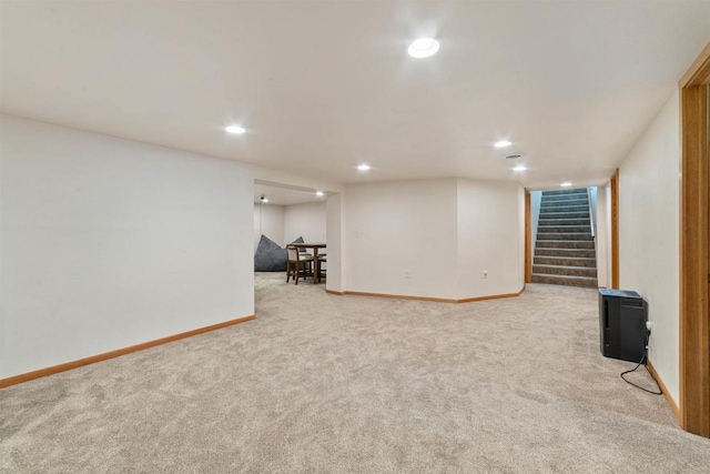 3287 E Old Highway 105, Superior, WI 54880 - finished below grade area with carpet, stairway, and recessed lighting